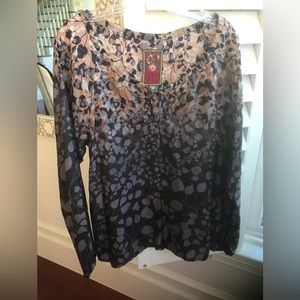 Johnny Was Long Sleeve Silk Floral Blouse